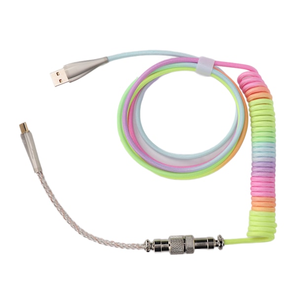 Speltangentbord Kabel Gradient Färg RGB Luminous Anpassad Mekanisk Tangentbord Retractable USB C Spiralfjäder Kabel Typ 2