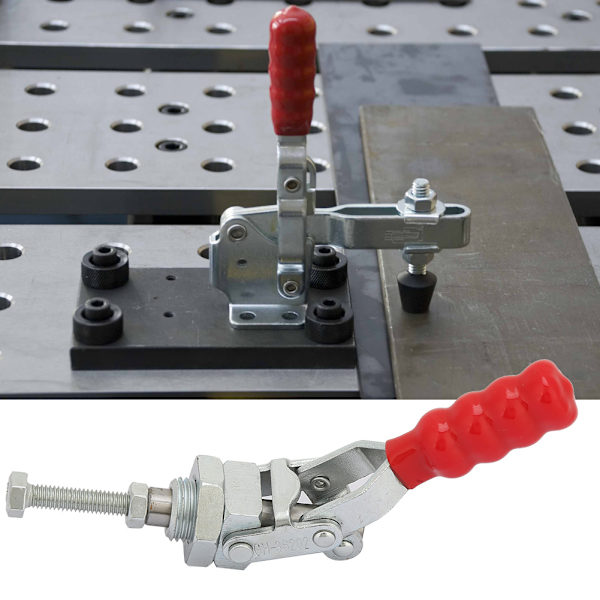1 ST Galvaniserat järn 10 mm Räckvidd Push/Pull Quick Release Toggle Clamp 100 kg Clamping Force-silver+röd