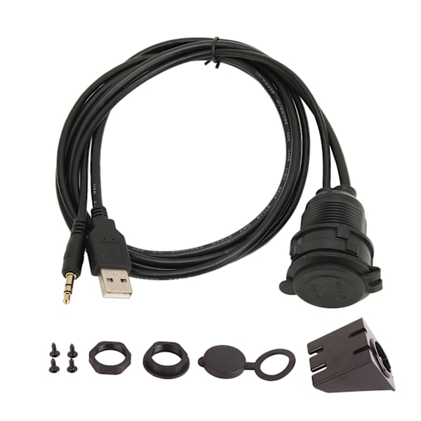 USB 2.0 3,5 mm AUX-förlängningskabel hane honanslutning Flush Mount förlängningskabel för bilcykel