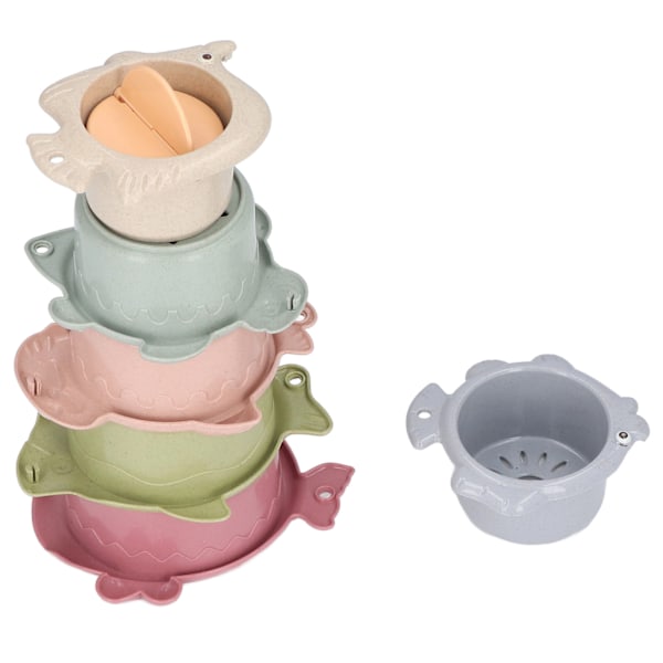 Baby Stapelbara Koppar Barn Färgglada Seriefigur Fiskformade Stapelbara Nästning Kopp Badleksak Present 6 Månader
