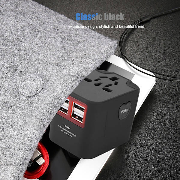 4 USB 3.5A Universal Reseadapter Elektriska Plugguttag Omvandlaradapter (100-250V)