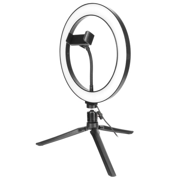 LED-ringlys 10 niveauer dæmpning skrivebordslampe med 3 farvetemperaturer til live-udsendelse