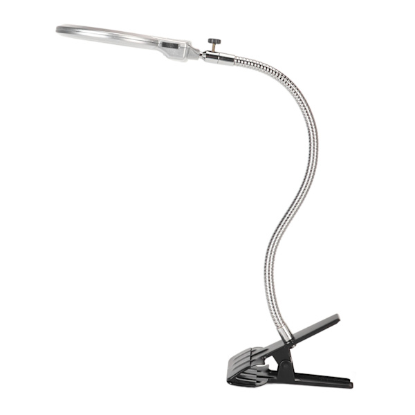 Klemme forstørrelsesglass 2X og 6X dobbel linse fleksibel slange 2 LED-er Clip On Lupe med lys