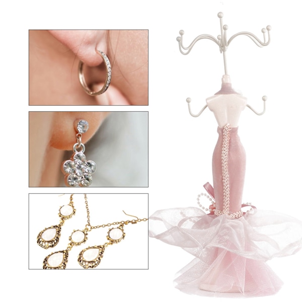 Modell Klänning Högklackade skor Örhänge Halsband Ring Smycken Hållare Stand Display (liten modell)