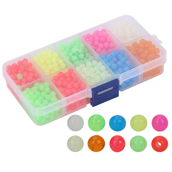 1000 st/låda Luminous Glow Beads Fiskeredskap lockar Verktyg Tillbehör för utomhusfiske