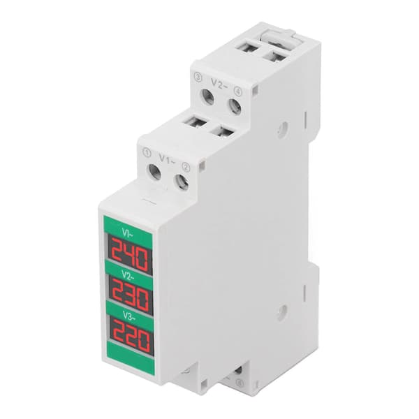 3-fas AC Voltmeter Din-skenmontering LCD Digital Display Spänningsmätare Elmätare 60-450V