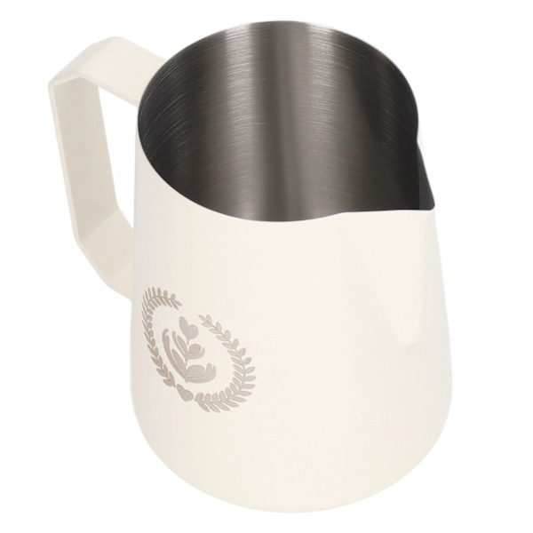 Mælkeskummerkande i rustfrit stål, skummekanden, blandingskop, kande til kaffedrikke, 450 ml, hvid