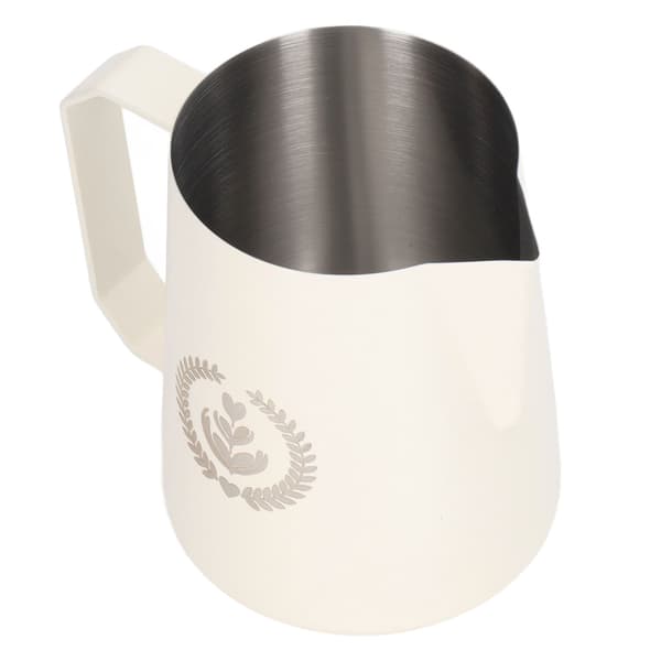 Mælkeskummerkande i rustfrit stål, skummerkande, blandekop til kaffedrikke 450 ml hvid