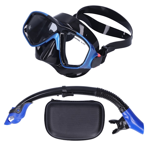 Snorkling AntiFog Goggles Set Dykmasken med Full Dry Snorkel för Barn Vuxna(Blå GogglesSnorkel )