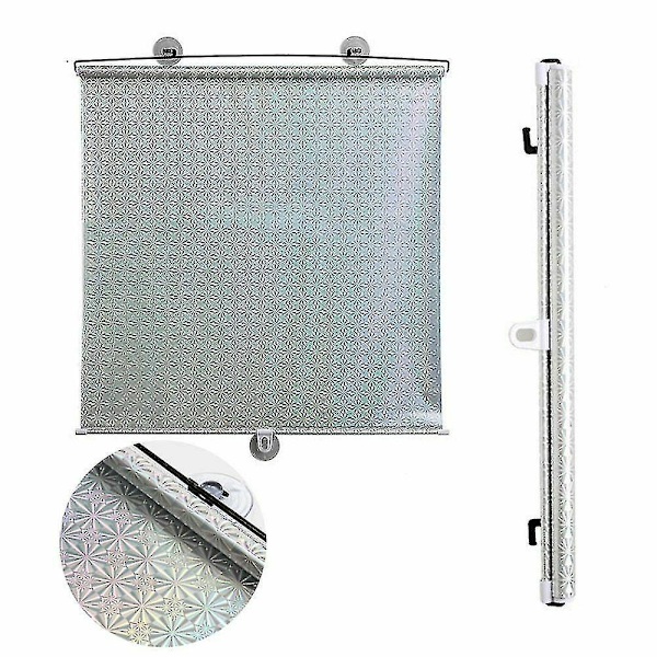 Rullgardiner Solskydd Mörkläggningsgardin för Bil och Hemfönster (2st) 50*125CM Silver