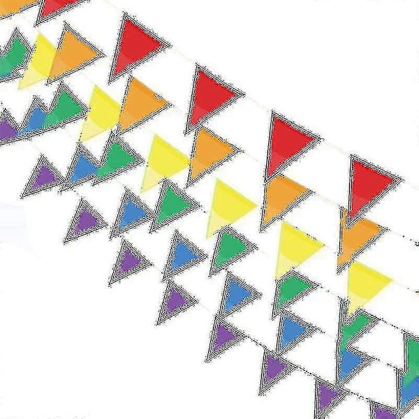 50m Flerfarvet Vimpel, Stof Vimpel Guirlande, Trekant Banner, Banner Flag, Udendørs Vimpel 100 Stk