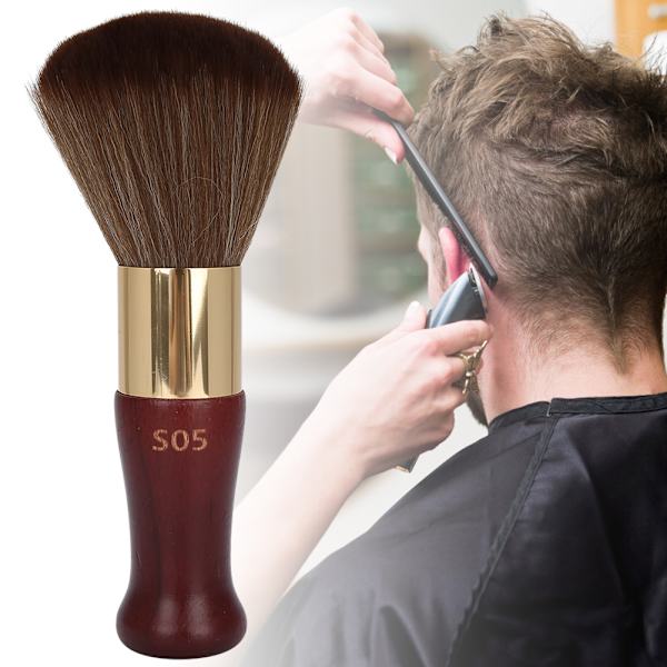 Nakkebørste for rengjøring av hår, barbering, styling, salongverktøy med treskaft, rødbrun