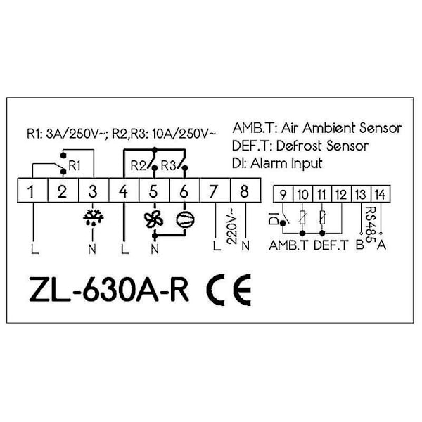 -630a-r, Rs485 Temperaturkontroller, Digital Temperaturkontroller för Kylförvaring, Termostat, Wit-B8