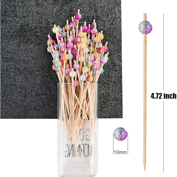 Fargerike cocktailpinner i tre - 100-pakning, 4,72 tommer, perfekt for festlige forretter