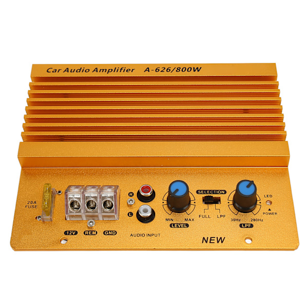 12V 800W auton power vahvistin, tarkka lämpöä hajottava stereovahvistin ajoneuvoihin