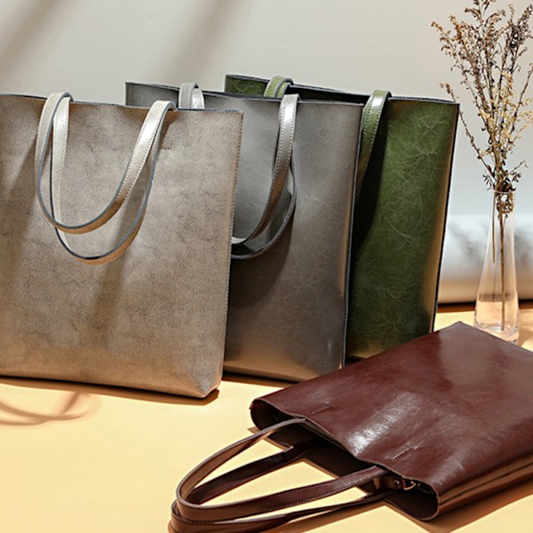 Mörkgrå, storlek ca 32*6*36cm, vår- och sommar-ko-läder tote bag, kvinnors bekväma axelremsväska med stor kapacitet, messenger bag dark gray About 32*6*36cm