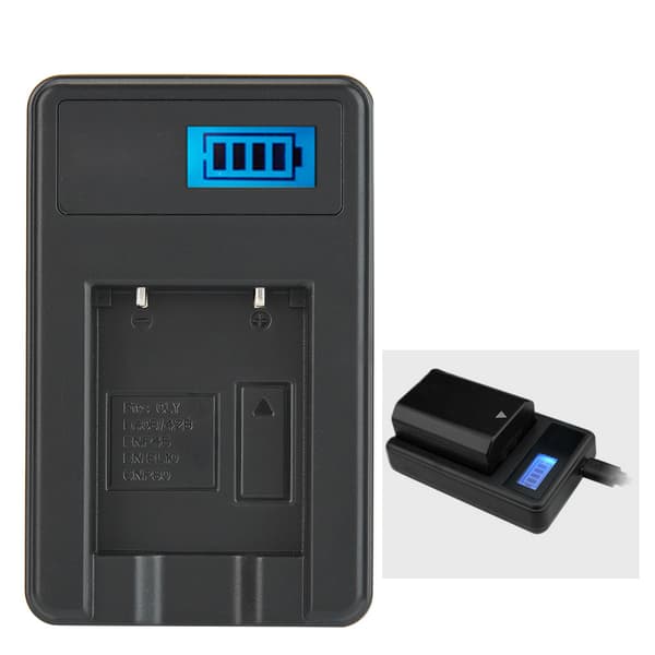 NP-45/ Li-40B Kamerabatteri Enkellader USB-lading med LCD-skjerm Svart