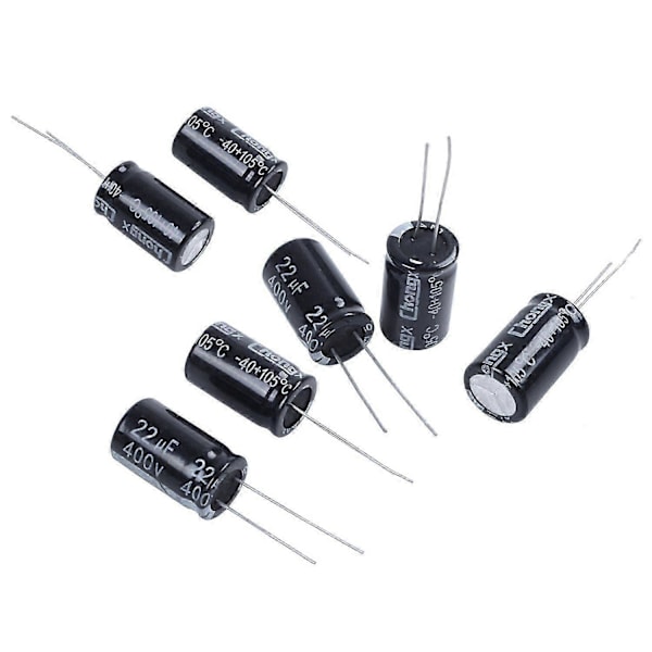 10 stk. 22uF 400V 105C Elektrolytkondensatorer Sort 13mm x 21mm