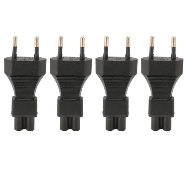 4 stk. EU-stik han til IEC320 C5 strømadapter 2,5A 250V Plug and Play strømstikadapter EU-stik 100‑250V