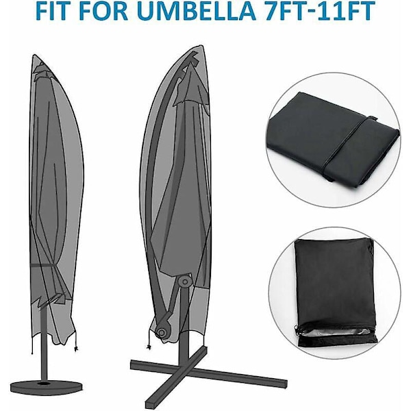 Parasolbetræk til parasoller 2-4 m bred 210D Oxford stof vandtæt støvtæt Sort 265x40/70/50 cm