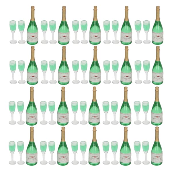 10 Set Dockskåp Champagneset DIY Miniatyr Simuleringsmodell Miniatyr Vinflaskor Verklighetstrogen PVC Dockskåpsdekor