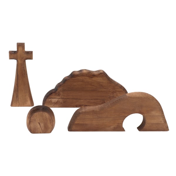 Påskbricka Bundle Kit Festlig Atmosfär Trä Påskdekoration för Hem Kyrka Kontor Bord Typ A