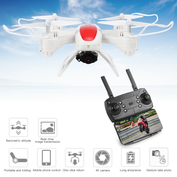 5 megapikselin 2,4 GHz HD Drone -kaukosäädin taitettava ammattimainen ilmakuvaus QuadcopterWhite