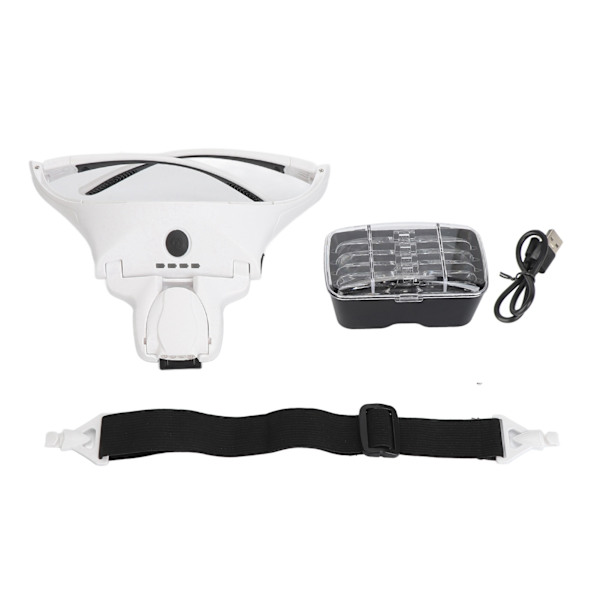 Päänauhan suurennuslasi, High Definition 5H Kovuus Ladattava Hands Free - Suurennuslasi 4 LED-valolla