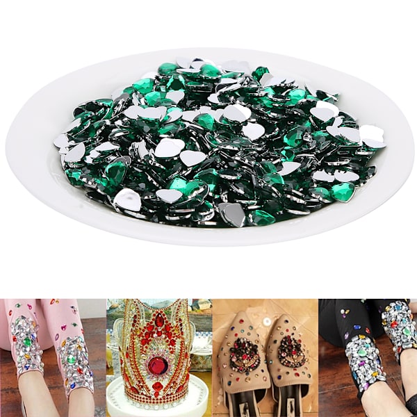 1000 st Point Back Rhinestones DIY Bröllop Smycken Kläder Armband Tillbehör 8mm Grön