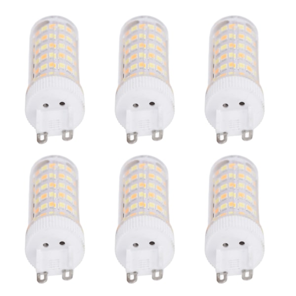 6 stk 104LED lyspære 12W 85‑265V G9 pære 3 lysfarge liten vegglampe pære for hjemmet