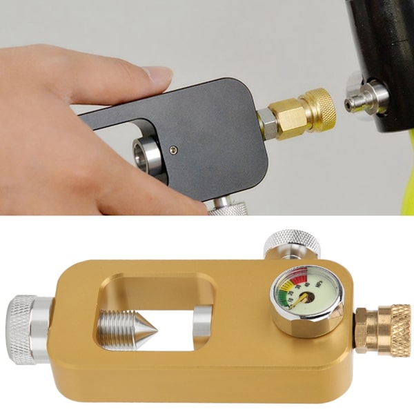 DEDEPU Scuba Diving Adapter 8mm Oxygen Bottle Connector med trykkmåler for undervannssnorklingutstyr Golden