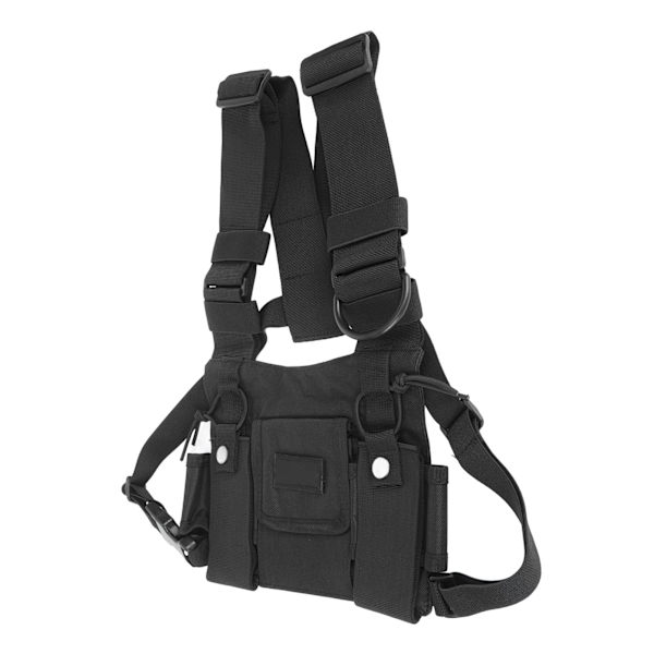 Radiobrystsele 2 lommer Oxford Cloth Justerbar Vest Rigg Universal for 2-veis Radio Walkie Talkie Svart