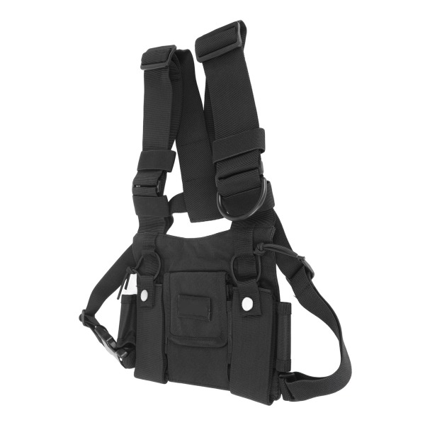 Radiobrystsele 2 lommer Oxford-stof Justerbar Vest Rig Universal til 2-vejs Radio Walkie Talkie Sort