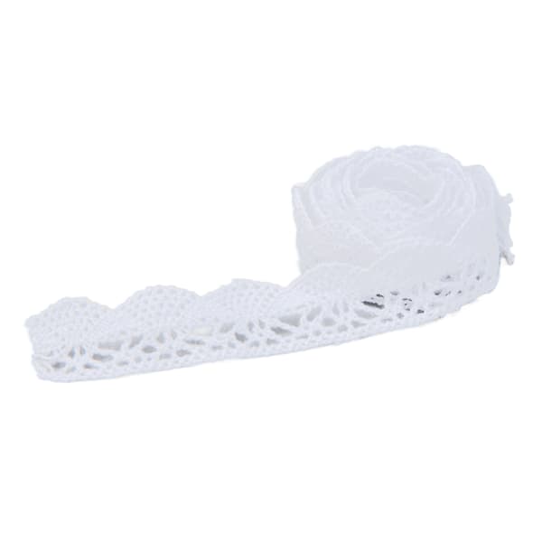 Spetsband DIY Bomullsnät 2 cm Bredd 20 Yards Elegant Tyllspetskant för Gardin Kläder Duk Presentförpackning Vit