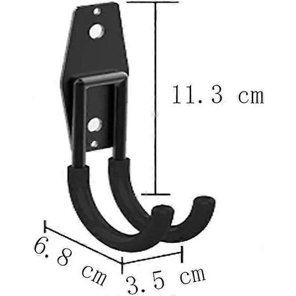 2 Stk. Garagekrog Opbevaringskrog Vægmonteret Cykelkrog Vægkroge Cykelværktøjsholder, med Skruer, til Garage, Stiger (Sort, 11,3 x 6,8 x 3,5 cm)