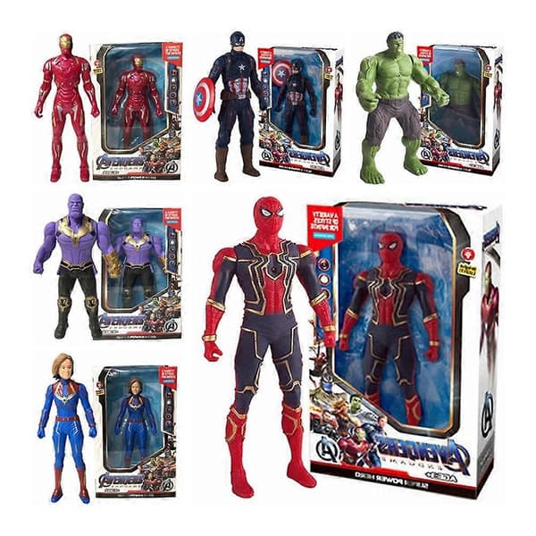 Plast Avengers Figurer Model Ironman Spiderman Superhelt Glød Figur Legetøj Gaver Til Drenge B B one-size