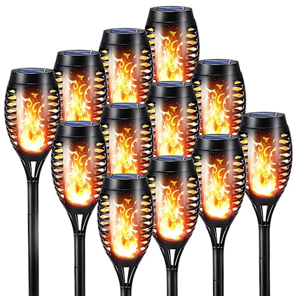 Vanntette solarfakkellys - 4-pakning, dansende flamme som flimrer, landskapsdekorasjon, belysning av hageterrassestier