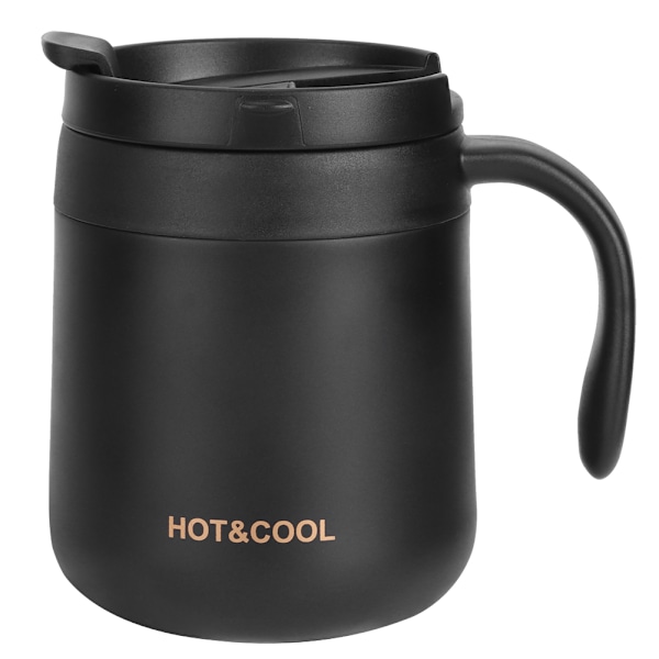 Double Wall Stainless Steel Vacuum Insulated Coffee Mug Cup with Handle for Home OfficeBlack 350ML