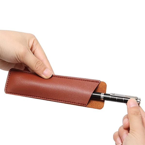 Læder Penholder Sæt - 9 Stykker, Premium PU Læder, Stilfuld Penpung med Elastisk Bånd, Perfekt til Kontorartikler Opbevaring