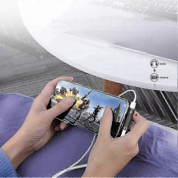 Hörlursadapter, adapter splitter, lightning splitter, ljudadapter svart rektangel