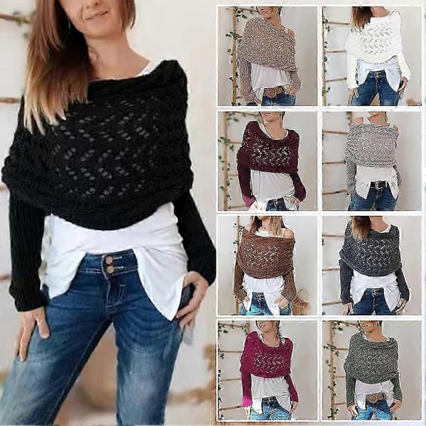 Crochet Pattern Sleeve Wrap Scarf Stylish Personalized Crocheted Sweater Scarf for Indoor Outdoor White