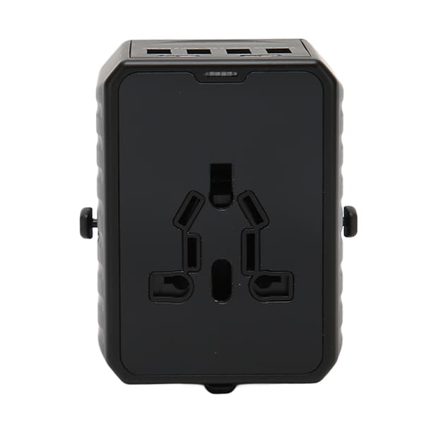 8A Universal Reseadapter 2 USB C 4 USB A-portar Internationell Strömkontaktadapter för USA EU Storbritannien 100‑240V Svart