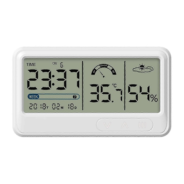 Digital Hygrometer Elektronisk Temperatur- og Fugtighedsmåler med LCD Tid og Dato Display_SZXM