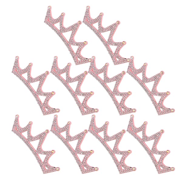 10 st strass tygapplikationer kronformade lappar klädtillbehör 10x3,7 cm rosa triangulär typ
