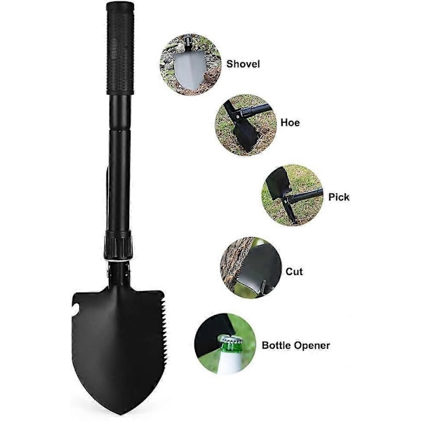 Hopvikbar Spade, Militär Överlevnadsspade för Camping, Bärbart Verktyg för Camping, Vandring, Backpacking, Bilnödsituationer, Utomhus, Trädgårdsarbete, Grävning (41,2 cm)