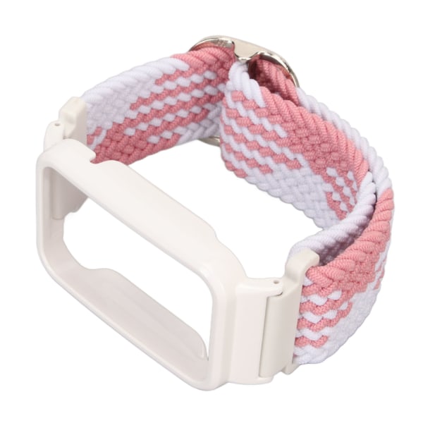 Joustava nylon -punottu watch ranneke suojaavalla puskurin case , joka sopii Mi Band 7 Pro: n vaaleanpunaiseen valkoiseen ja valkoiseen case