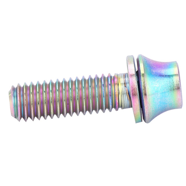 Cykel titaniumlegering vandflaskeholder skruebolt M5x12/16mm med skive (Rainbow M5x16)