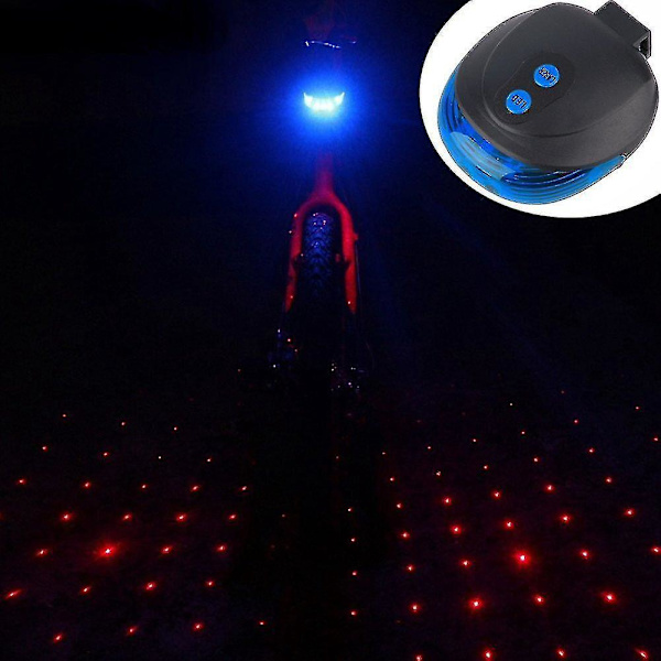 Polkupyörän takavalo, vedenpitävä LED-laser varoitus sininen tähti 1