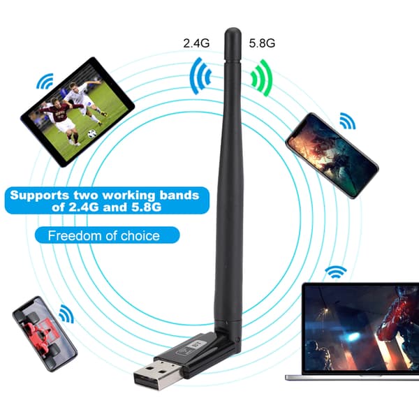 RTL8821CU 600M Free Drive Dual Band PC trådløst LAN-kort til USB Bluetooth-adapter