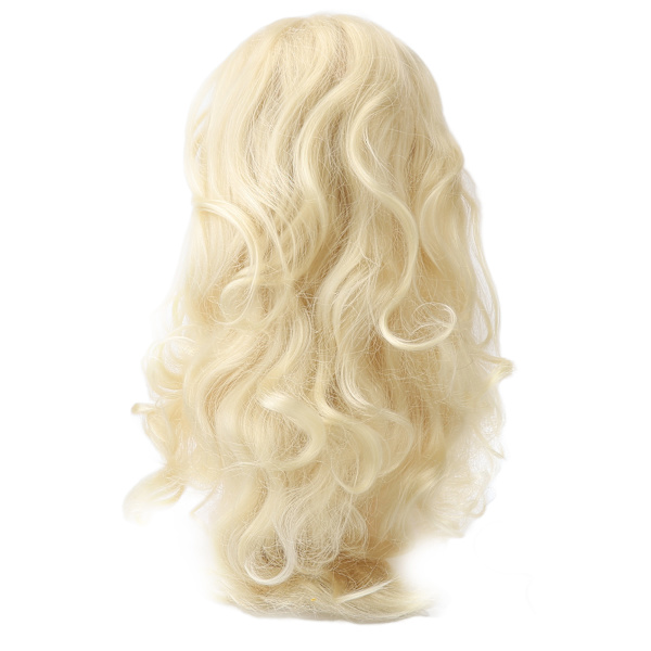 Blond lång vågig peruk mittbena kvinnor lång lockig hår peruker värmebeständig syntetisk peruk för Halloween Cosplay Daily